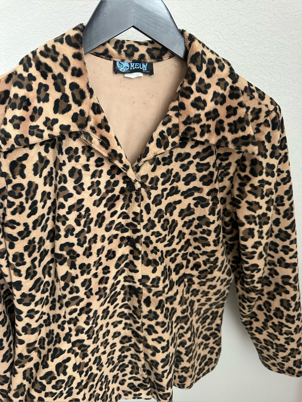 Y2K vintage Meow Genes leopard print jacket women’s small - Picture 3 of 4